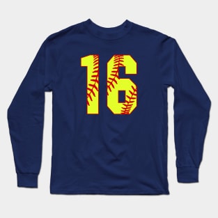 Fastpitch Softball Number 16 #16 Softball Shirt Jersey Uniform Favorite Player Biggest Fan Long Sleeve T-Shirt